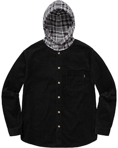 Supreme连帽拼色灯芯绒衬衫黑色 Buy Supreme连帽拼色灯芯绒衬衫黑色