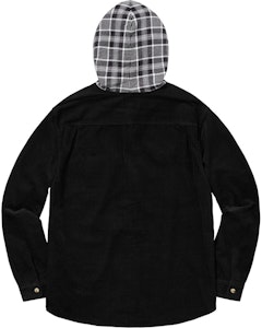 Supreme连帽拼色灯芯绒衬衫黑色 Order Supreme连帽拼色灯芯绒衬衫黑色