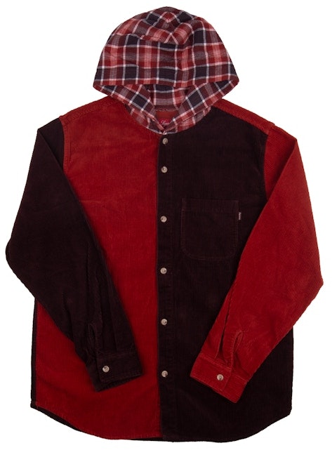 supreme-hooded-color-blocked-corduroy-shirt-red