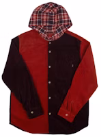 Supreme Hooded Color Blocked Corduroy Shirt Red Supreme Hooded Color Blocked Corduroy Shirt Red