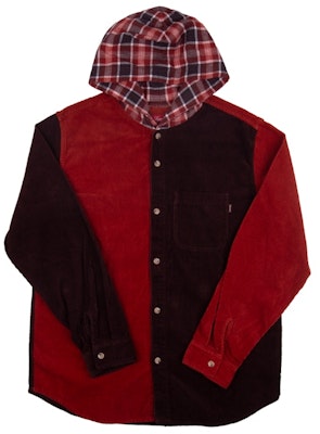 Supreme Hooded Color Blocked Corduroy Shirt Red Buy Supreme Hooded Color Blocked Corduroy Shirt Red