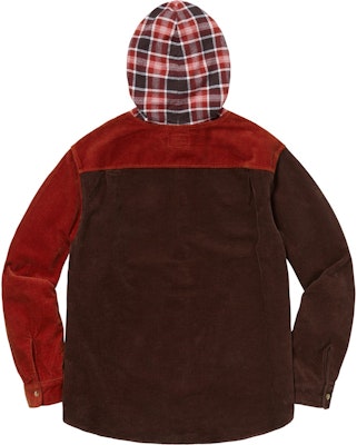 Supreme Hooded Color Blocked Corduroy Shirt Red Lookbook Supreme Hooded Color Blocked Corduroy Shirt Red