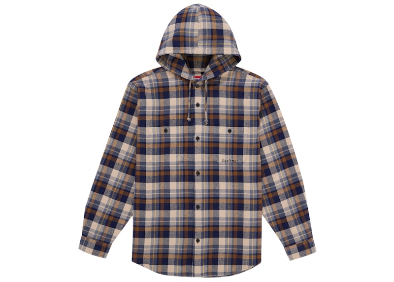 Supreme Hooded Flannel Shirt Brown