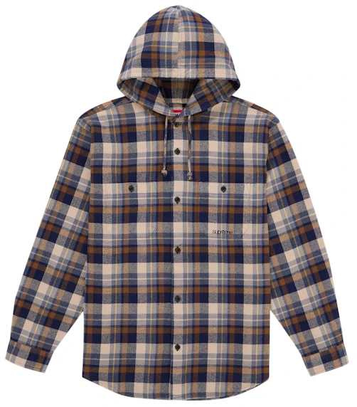 supreme-hooded-flannel-shirt-brown