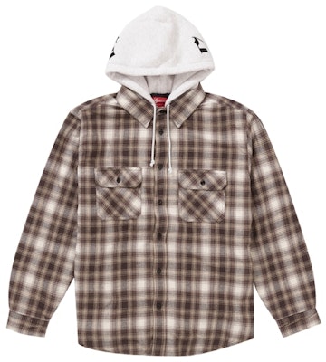 Supreme Hooded Flannel Zip Up Shirt Brown Buy Supreme Hooded Flannel Zip Up Shirt Brown