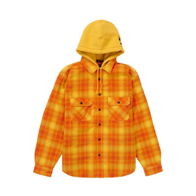 Supreme Hooded Flannel Zip Up Shirt Orange