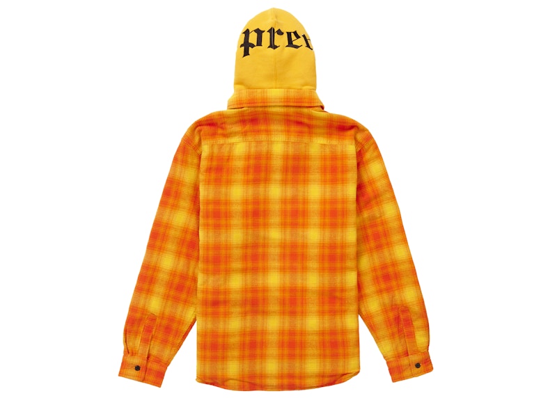 Lookbook Camisa con Capucha de Franela con Cremallera Supreme Naranja