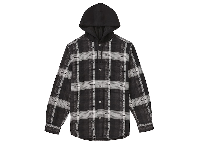 Buy Supreme Hooded Jacquard Flannel Shirt Black