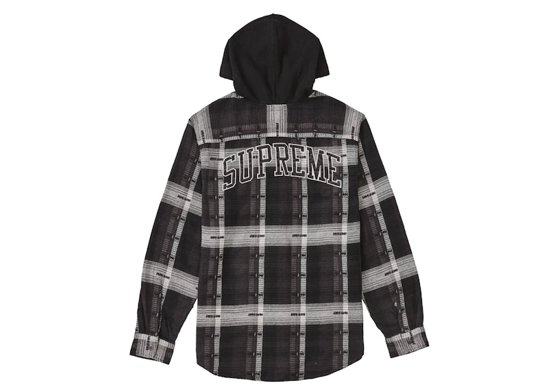 Order Supreme Hooded Jacquard Flannel Shirt Black