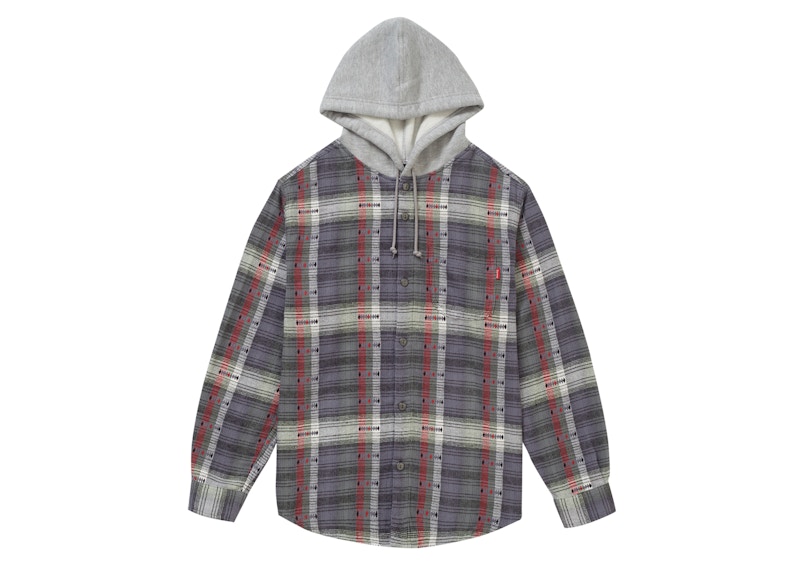 Buy Supreme Hooded Jacquard Flannel Shirt Navy