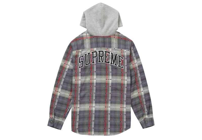 Order Supreme Hooded Jacquard Flannel Shirt Navy