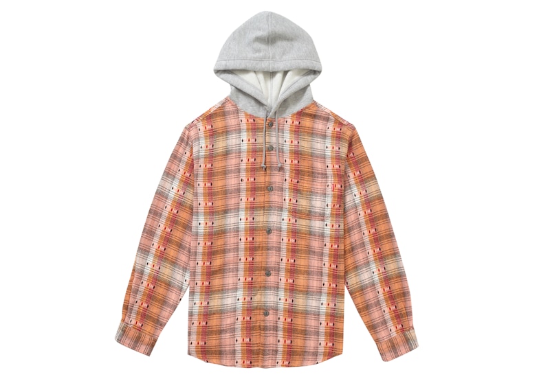 Buy Supreme Hooded Jacquard Flannel Shirt Orange