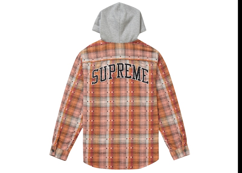 Order Supreme Hooded Jacquard Flannel Shirt Orange