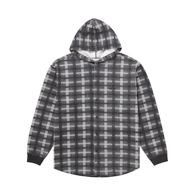 Supreme Hooded Plaid Knit Shirt Black