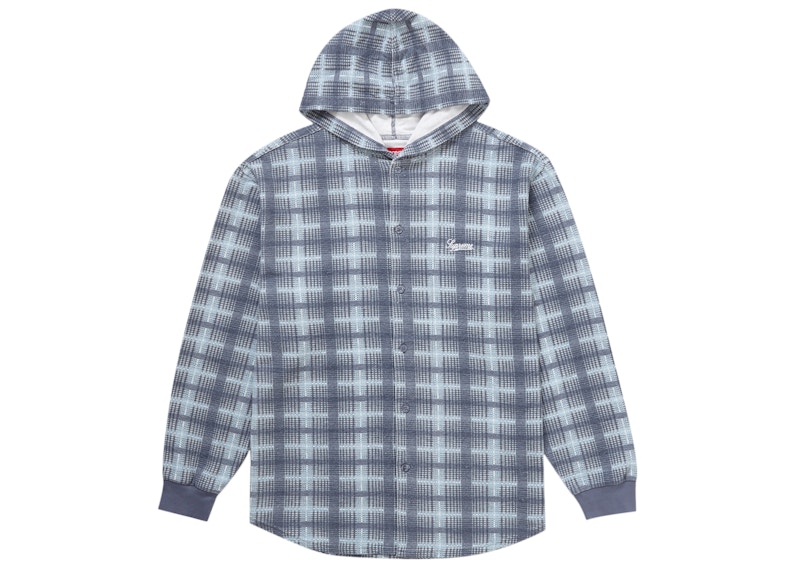 Supreme Hooded Plaid Knit Shirt Blueを購入 - Novelship 