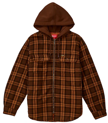 Supreme Hooded Plaid Work Shirt Brown Buy Supreme Hooded Plaid Work Shirt Brown