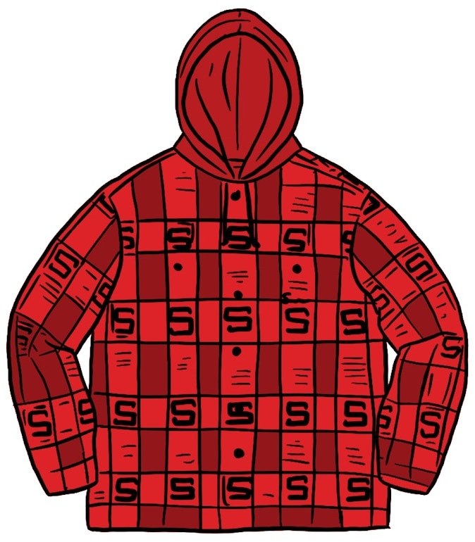 supreme-hooded-shadow-plaid-shirt-red