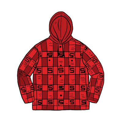 Supreme Hooded Shadow Plaid Shirt Red