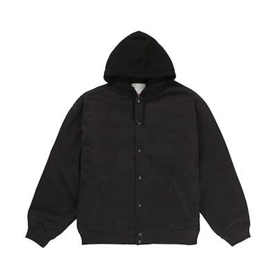 Supreme Hooded Twill Varsity Jacket Black