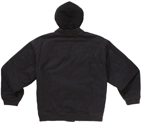 Supreme Hooded Twill Varsity Jacket Black Lookbook Supreme Hooded Twill Varsity Jacket Black