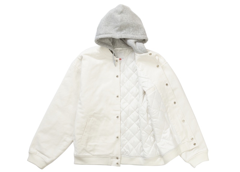 Order Chaqueta Varsity de Sarga con Capucha Supreme Blanca