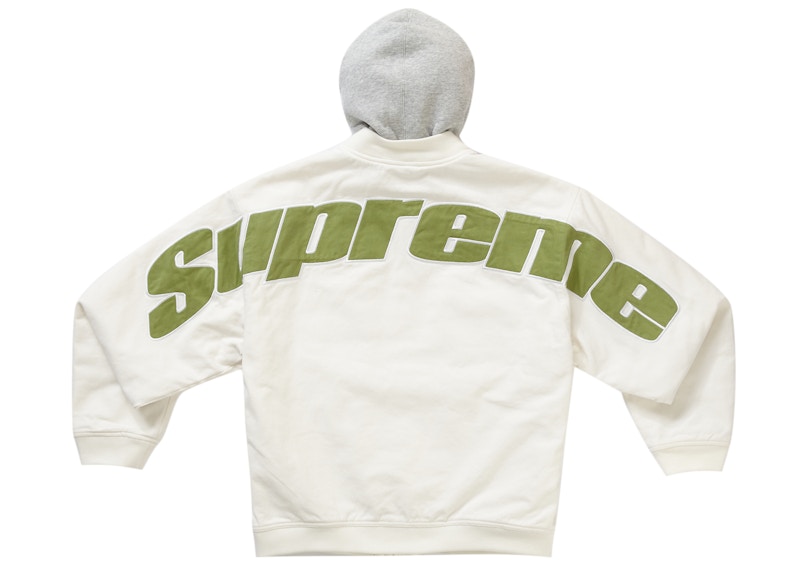 Lookbook Chaqueta Varsity de Sarga con Capucha Supreme Blanca