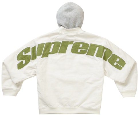 Chaqueta Varsity de Sarga con Capucha Supreme Blanca Lookbook Chaqueta Varsity de Sarga con Capucha Supreme Blanca