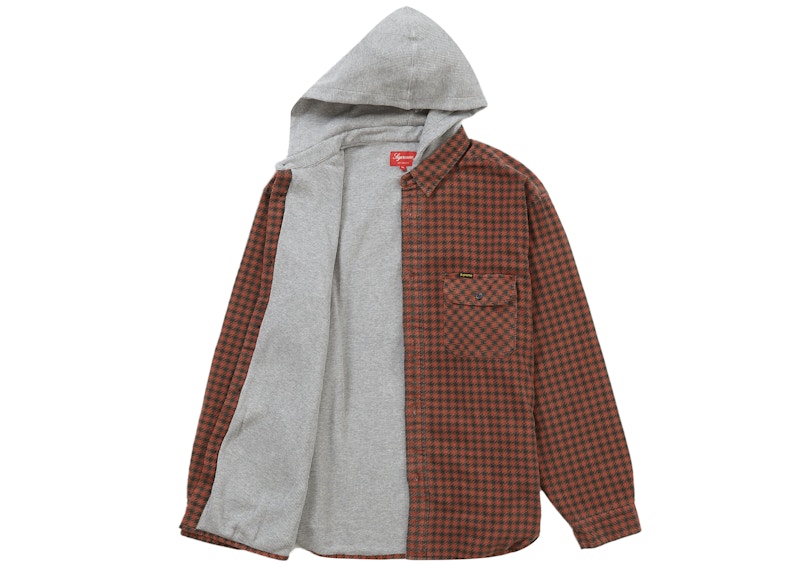 Supreme Houndstooth Flannel Hooded Shirt Red 圖 2