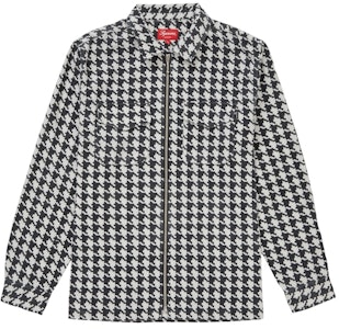 Supreme Camisa Blanca de Franela con Cremallera y Estampado Houndstooth Buy Supreme Camisa Blanca de Franela con Cremallera y Estampado Houndstooth