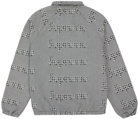 Supreme Houndstooth Logos Snap Front Jacket Black Order Supreme Houndstooth Logos Snap Front Jacket Black