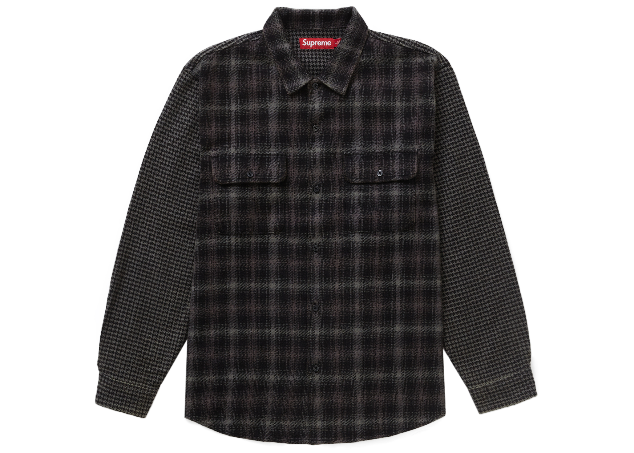 Supreme Houndstooth Plaid Flannel Shirt Black - Novelship