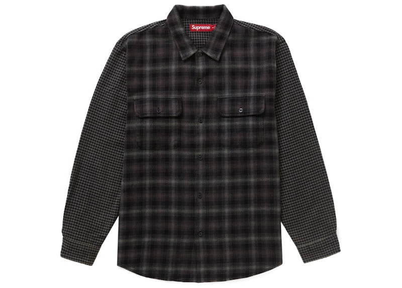 Supreme Houndstooth Plaid Flannel Shirt Black