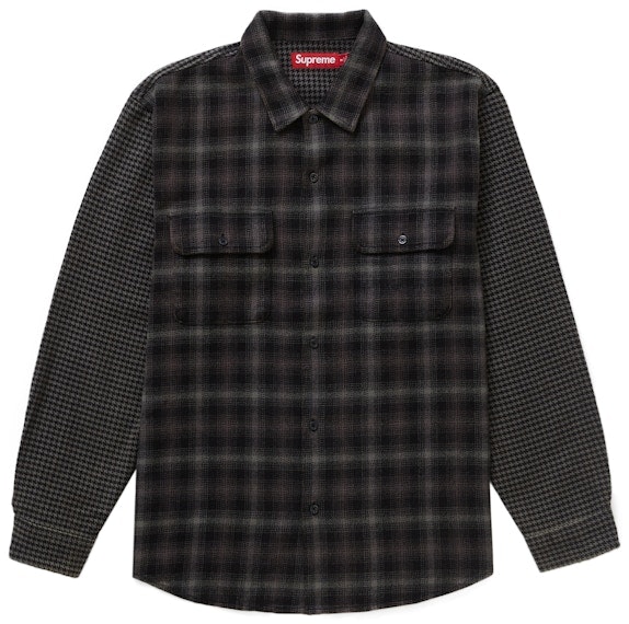 supreme-houndstooth-plaid-flannel-shirt-black