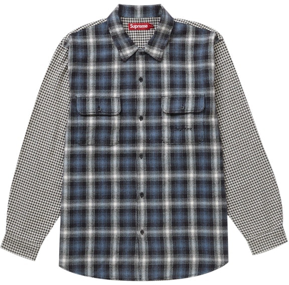 supreme-houndstooth-plaid-flannel-shirt-navy