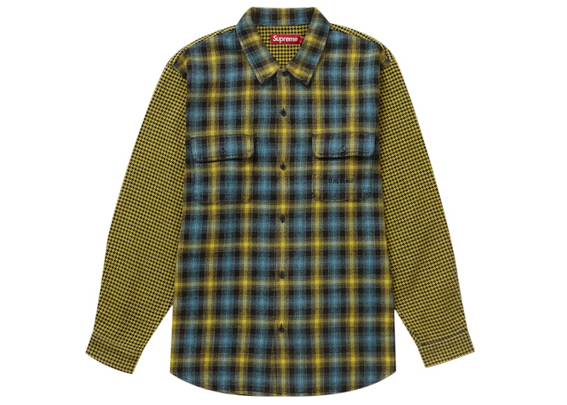 Supreme Houndstooth Plaid Flannel Shirt Yellow