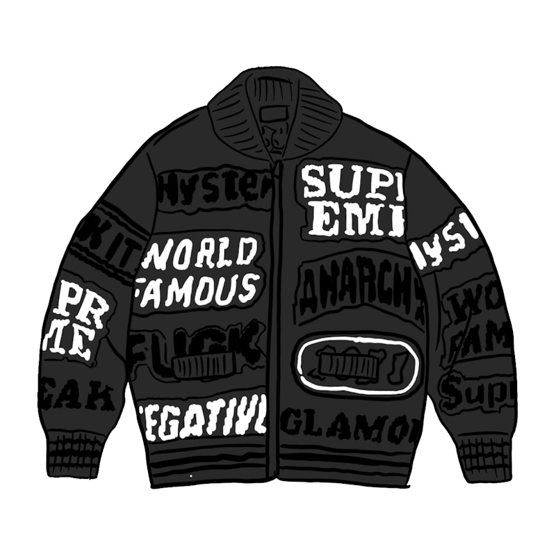 Supreme HYSTERIC GLAMOUR Logos Zip Up Sweater Black