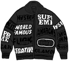 Supreme HYSTERIC GLAMOUR Logos Zip Up Sweater Black Supreme HYSTERIC GLAMOUR Logos Zip Up Sweater Black