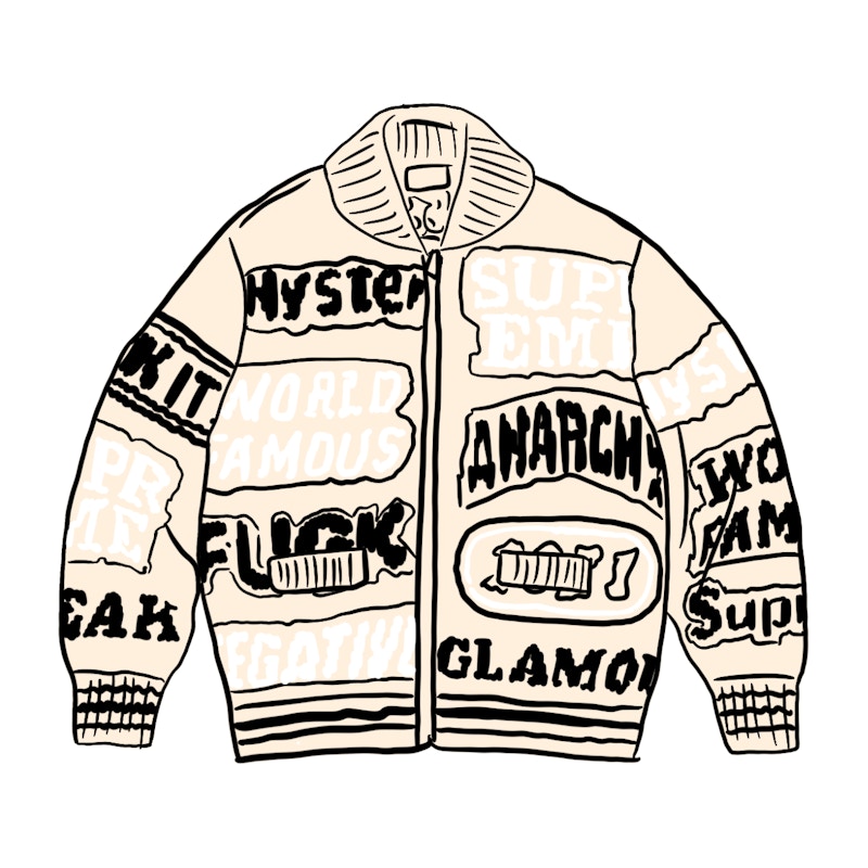 Supreme HYSTERIC GLAMOUR Logos Zip Up Sweater Natural