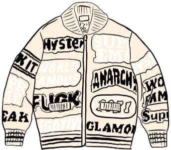 Supreme HYSTERIC GLAMOUR Chaqueta Suéter Cremallera Logos Natural Buy Supreme HYSTERIC GLAMOUR Chaqueta Suéter Cremallera Logos Natural