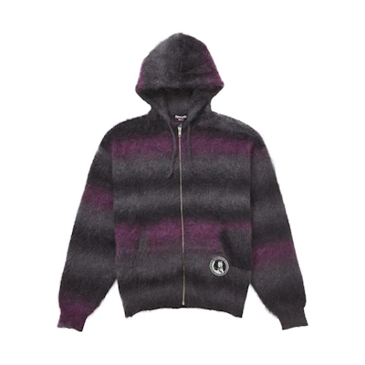 Supreme Hysteric Glamour Mohair Zip Up Hooded Sweater Black