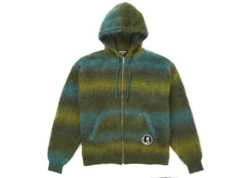 Supreme Hysteric Glamour Mohair Zip Up Hooded Sweater Olive