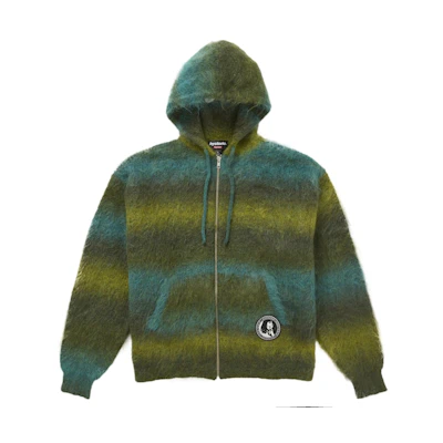 Supreme Hysteric Glamour Mohair Zip Up Hooded Sweater Olive