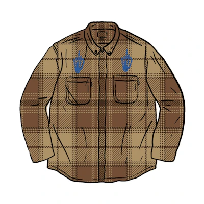 Supreme HYSTERIC GLAMOUR Plaid Flannel Shirt Brown