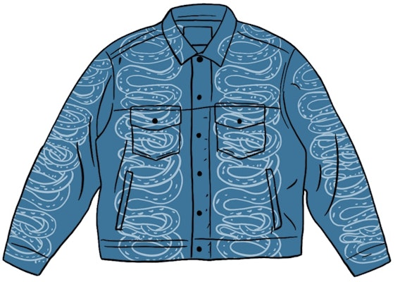 Supreme HYSTERIC GLAMOUR Jaket Denim Snake Trucker Biru Buy Supreme HYSTERIC GLAMOUR Jaket Denim Snake Trucker Biru