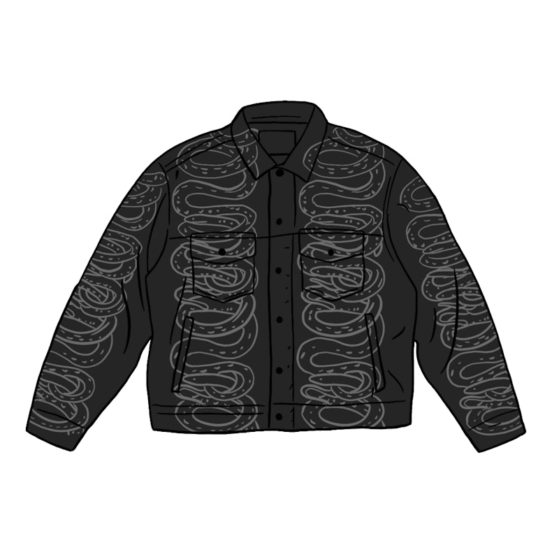 Supreme HYSTERIC GLAMOUR Snake Denim Trucker Jacket Black