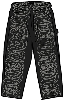Supreme HYSTERIC GLAMOUR Pantalón Negro de Pintor Doble Rodilla con Serpiente Buy Supreme HYSTERIC GLAMOUR Pantalón Negro de Pintor Doble Rodilla con Serpiente