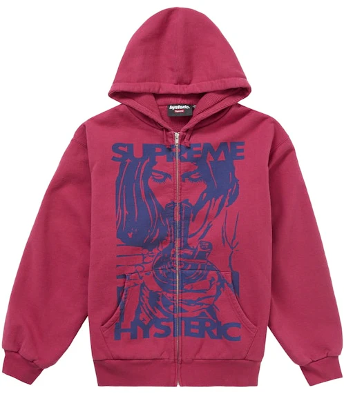 supreme-hysteric-glamour-thermal-lined-zip-up-hooded-sweatshirt-washed-red