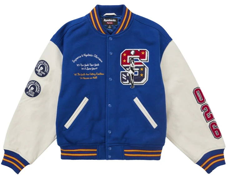 supreme-hysteric-glamour-varsity-jacket-blue