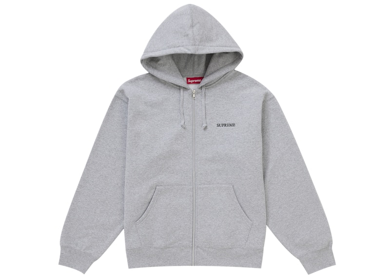 Supreme IDGAF Zip Up Hooded Sweatshirt Heather Grey