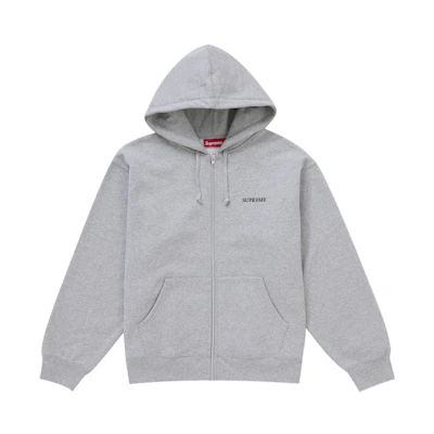 Supreme IDGAF Zip Up Hooded Sweatshirt Heather Grey